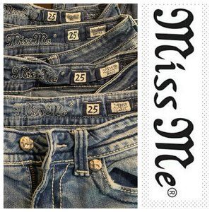 LOT of 4, Miss Me Jeans - Size 25, 2 Boot, 2 Capri